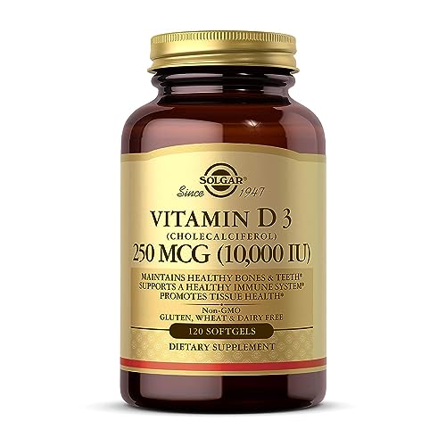 Solgar Vitamin D3 (Cholecalciferol) 250 MCG (10,000 IU), 120 Softgels - Helps Maintain Healthy Bones & Teeth - Immune System Support - Non GMO, Gluten/ Dairy Free - 120 Servings
