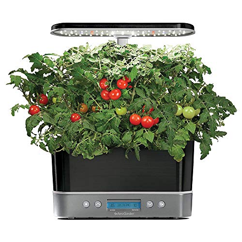 AeroGarden Harvest Elite Indoor Garden Hydroponic System with LED Grow Light and Herb Kit, Holds up to 6 Pods, Platinum