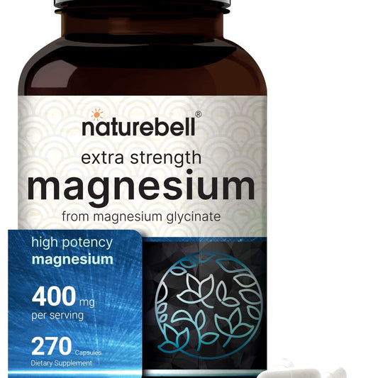 NatureBell Magnesium Glycinate Capsules 500mg | 240 Count, 100% Chelated & Purified, 3rd Party Tested, Non-GMO & Gluten Free